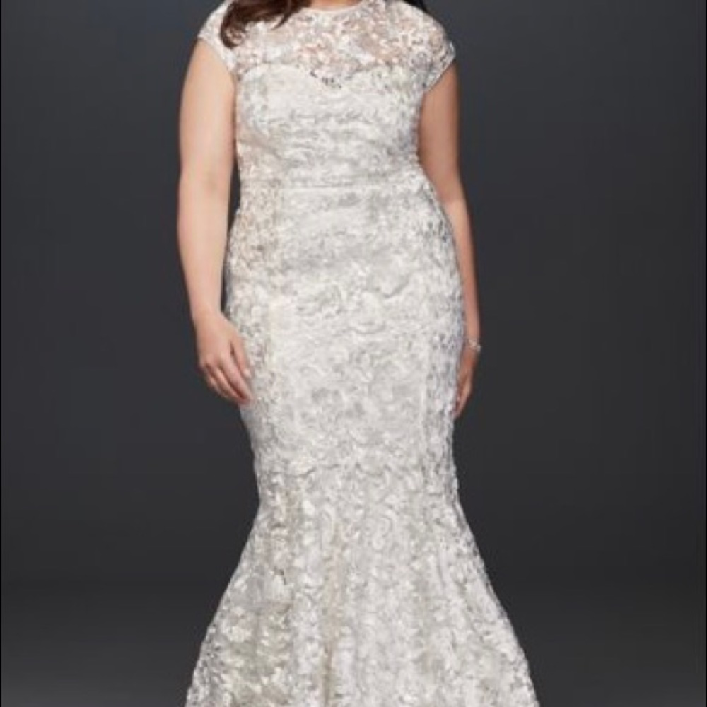 High Neck Metallic Lace Wedding Dress